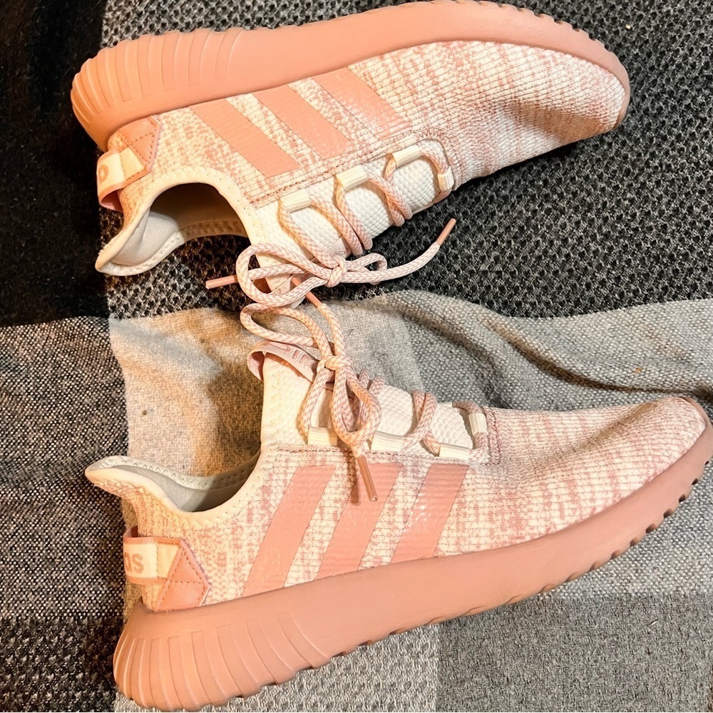 adidas Women’s Peach Pink Knit Sneakers - Picture 7 of 9